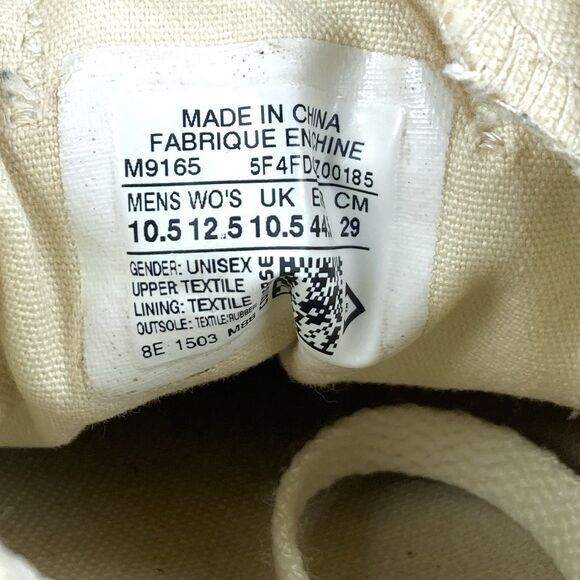 Converse All Star Low Top Sneakers Mens 10.5 Cream Canvas Streetwear Skate Shoes - Picture 13 of 13